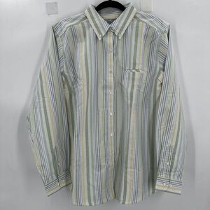 Cabin Creek Shirt Womens 10 Tall Wrinkle Free Stain Repellent Long Sleeve Stripe